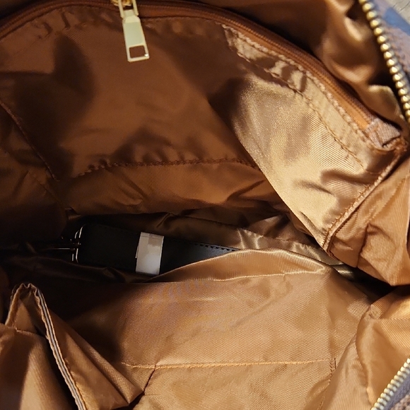 Geometric Patterned Brown Backpack With Matching Wallet - Picture 6 of 7